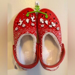 CROCS - Classic Lined Holiday Charm Clog - NEW -Size W (11) M(9) - Christmas